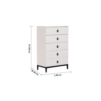 Defne Chest of 5 Drawers - Cream/Black