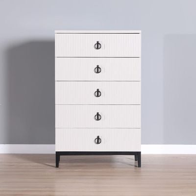 Defne Chest of 5 Drawers - Cream/Black