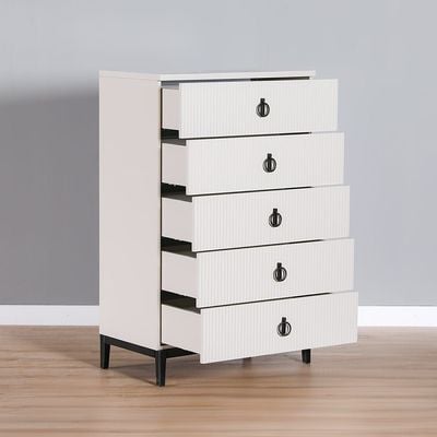 Defne Chest of 5 Drawers - Cream/Black