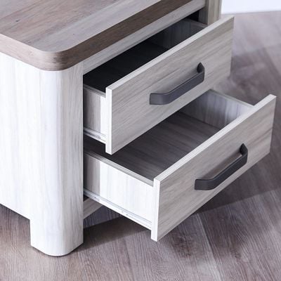 Olivos Nightstand - Ash Grey/Oak - With 2-Year Warranty 