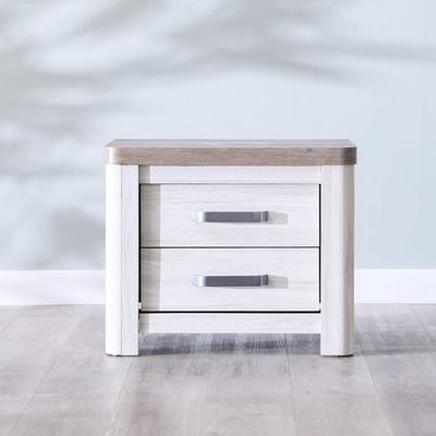 Olivos Nightstand - Ash Grey/Oak - With 2-Year Warranty 