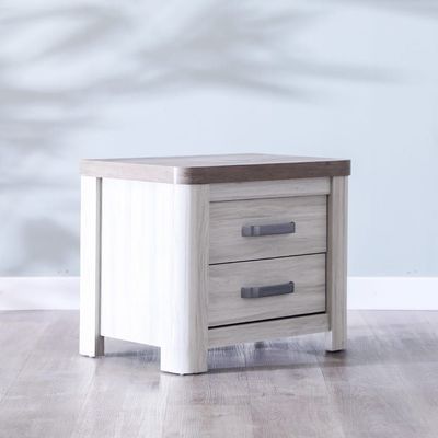 Olivos Nightstand - Ash Grey/Oak - With 2-Year Warranty 