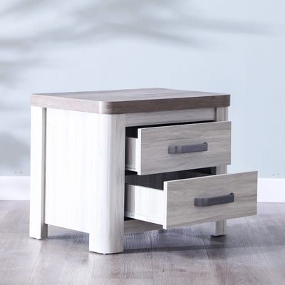 Olivos Nightstand - Ash Grey/Oak - With 2-Year Warranty 