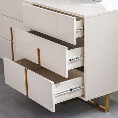 New Poliana Dresser with Mirror and Stool - Beige - With 2-Year Warranty