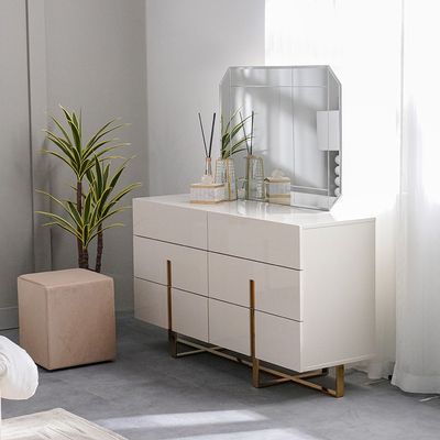 New Poliana Dresser with Mirror and Stool - Beige