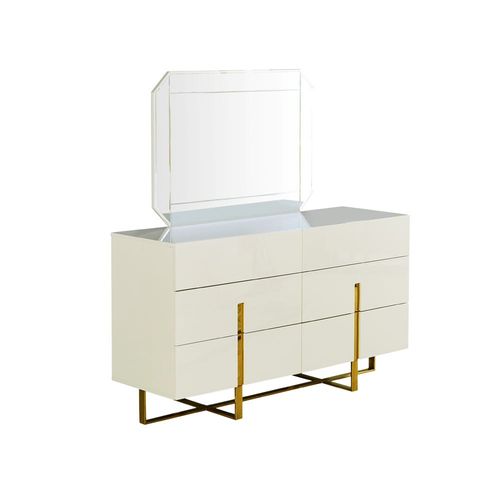 New Poliana Dresser with Mirror and Stool - Beige