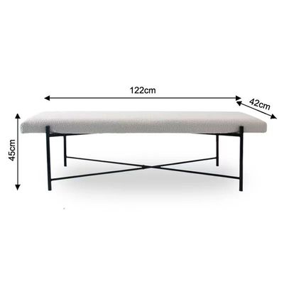 Arm Bed Bench - White/Black - 122x42x45 cm - With 2-Year Warranty