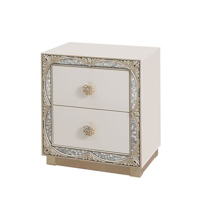 Celestial Nightstand - Off White/Gold - With 2-Year Warranty