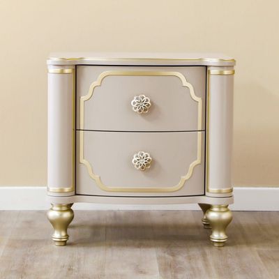 V2 Zelda Night Stand Set of 2 - Lt. Grey / Golden