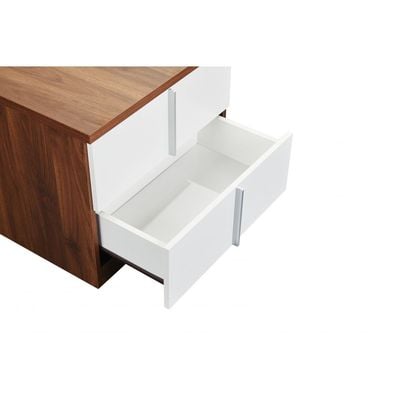 New Allano Night Stand - Dark Walnut/White - With 2-Year Warranty