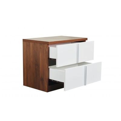 New Allano Night Stand - Dark Walnut/White - With 2-Year Warranty