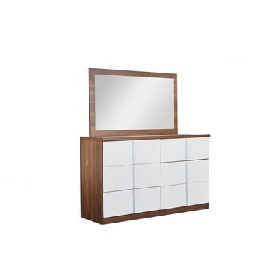 New Allano Dresser with Mirror - Dark Walnut/White - With 2-Year Warranty