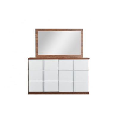 New Allano Dresser with Mirror - Dark Walnut/White - With 2-Year Warranty