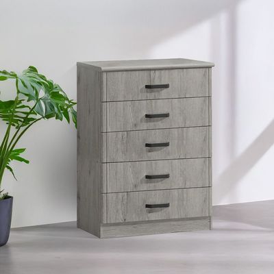 Raymond 5-Drawer Chest Cabinet - Grey Oak – With 2-Year Warranty