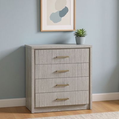 Torino 5-Drawer Chest Cabinet - Grey Oak/Silver Line – With 2-Year Warranty