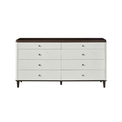 Cattleya Dresser/Storage Cabinet - Rustic White/Walnut - With 2-Year Warranty