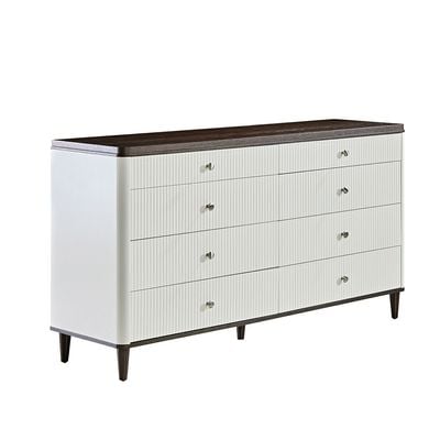 Cattleya Dresser/Storage Cabinet - Rustic White/Walnut - With 2-Year Warranty