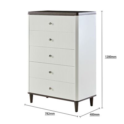 Cattleya Chest of Five Drawers - Rustic White/Walnut - With 2-Year Warranty