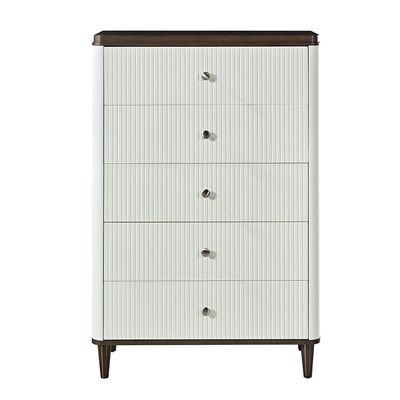 Cattleya Chest of Five Drawers - Rustic White/Walnut - With 2-Year Warranty
