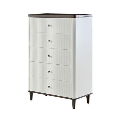 Cattleya Chest of Five Drawers - Rustic White/Walnut - With 2-Year Warranty