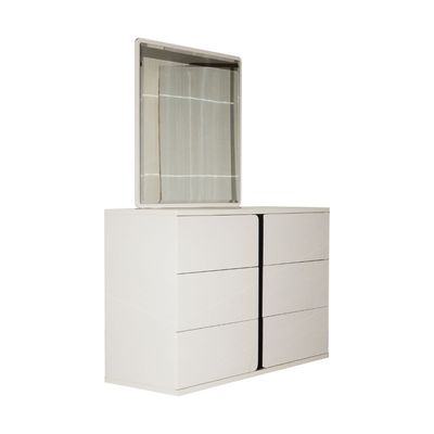 Palomeze Dresser with Mirror - White/Black - With 2-Year Warranty