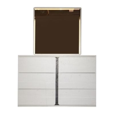 Palomeze Dresser with Mirror - White/Black - With 2-Year Warranty