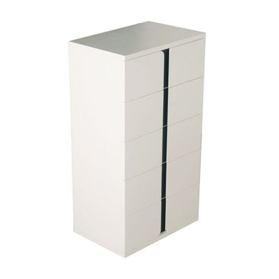 Palomeze Chest of 5 Drawers - White/Black - With 2-Year Warranty