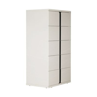 Palomeze Chest of 5 Drawers - White/Black - With 2-Year Warranty