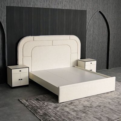 Zian 180x200 King Bed - Beige/SS Silver - With 2-Year Warranty