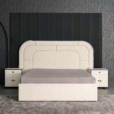 Zian 180x200 King Bed - Beige/SS Silver - With 2-Year Warranty