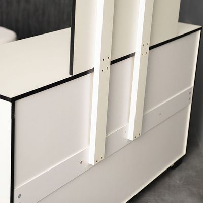 Zian Dresser with Mirror & Pouf - Beige/Black - With 2-Year Warranty