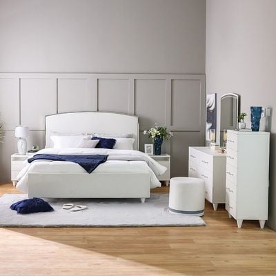 Raigor 180x200 King Bed - White/Silver - With 2-Year Warranty