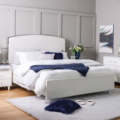 Raigor 180x200 King Bed - White/Silver - With 2-Year Warranty