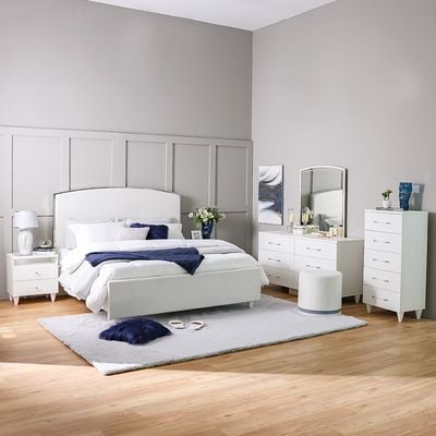 Raigor 180x200 King Bed - White/Silver - With 2-Year Warranty