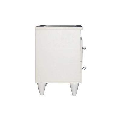 Raigor Night Stand with Glass Top and LED light - White/Silver - With 2-Year Warranty