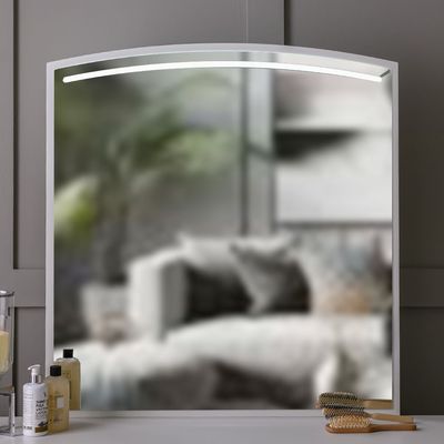 Raigor Dresser Mirror with LED & Pouf - White/Silver - With 2-Year Warranty