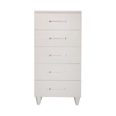 Raigor Chest of 5 Drawers - White/Silver - With 2-Year Warranty