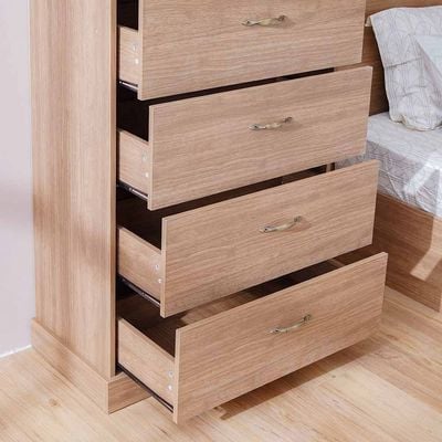 Zirco Chest of 4 Drawers - Brown Oak - With 2-Year Warranty
