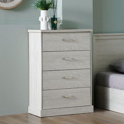 Zirco Chest of 4 Drawers - White Oak - With 2-Year Warranty