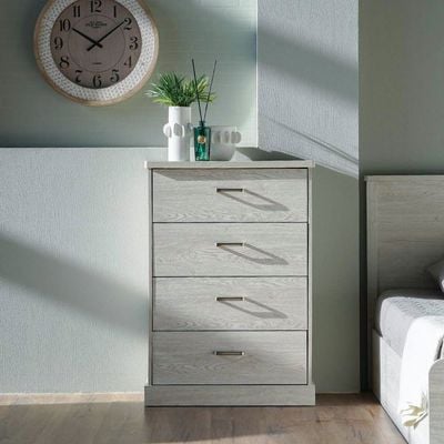 Zirco Chest of 4 Drawers - White Oak - With 2-Year Warranty