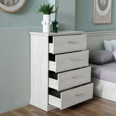 Zirco Chest of 4 Drawers - White Oak - With 2-Year Warranty