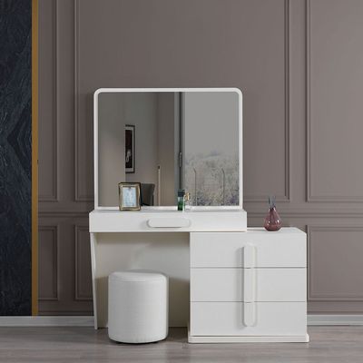 Erza Dresser with Mirror and Stool - White - With 2-Year Warranty