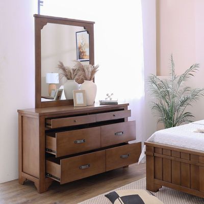 Pedro Dresser with Mirror - Rustique Walnut