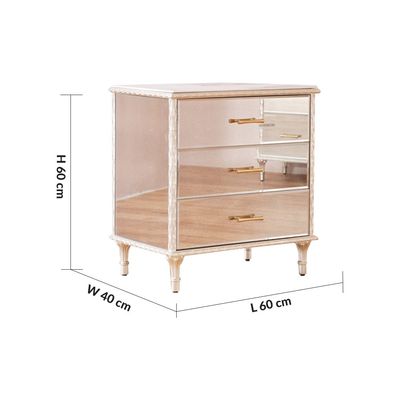 Renies 3-Drawer Night Stand - White/Gold - With 2-Year Warranty