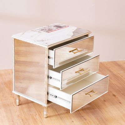 Renies 3-Drawer Night Stand - White/Gold - With 2-Year Warranty