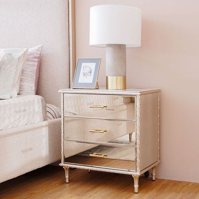 Renies 3-Drawer Night Stand - White/Gold - With 2-Year Warranty