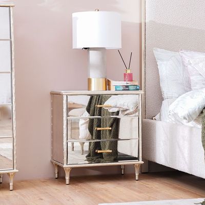 Renies 3-Drawer Night Stand - White/Gold - With 2-Year Warranty