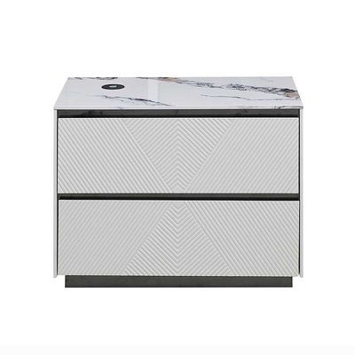 Petruci Night Stand w/USB charger Set of 2 - White / Black