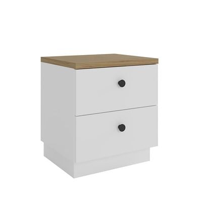 Pera 2-Drawer Night Stand - White/Light Oak - With 2-Year Warranty