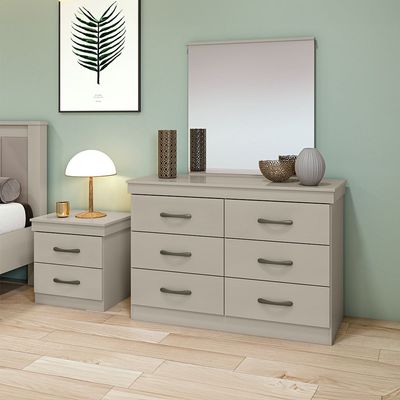 Chloe Dresser with Mirror - Taupe - With 2-Year Warranty